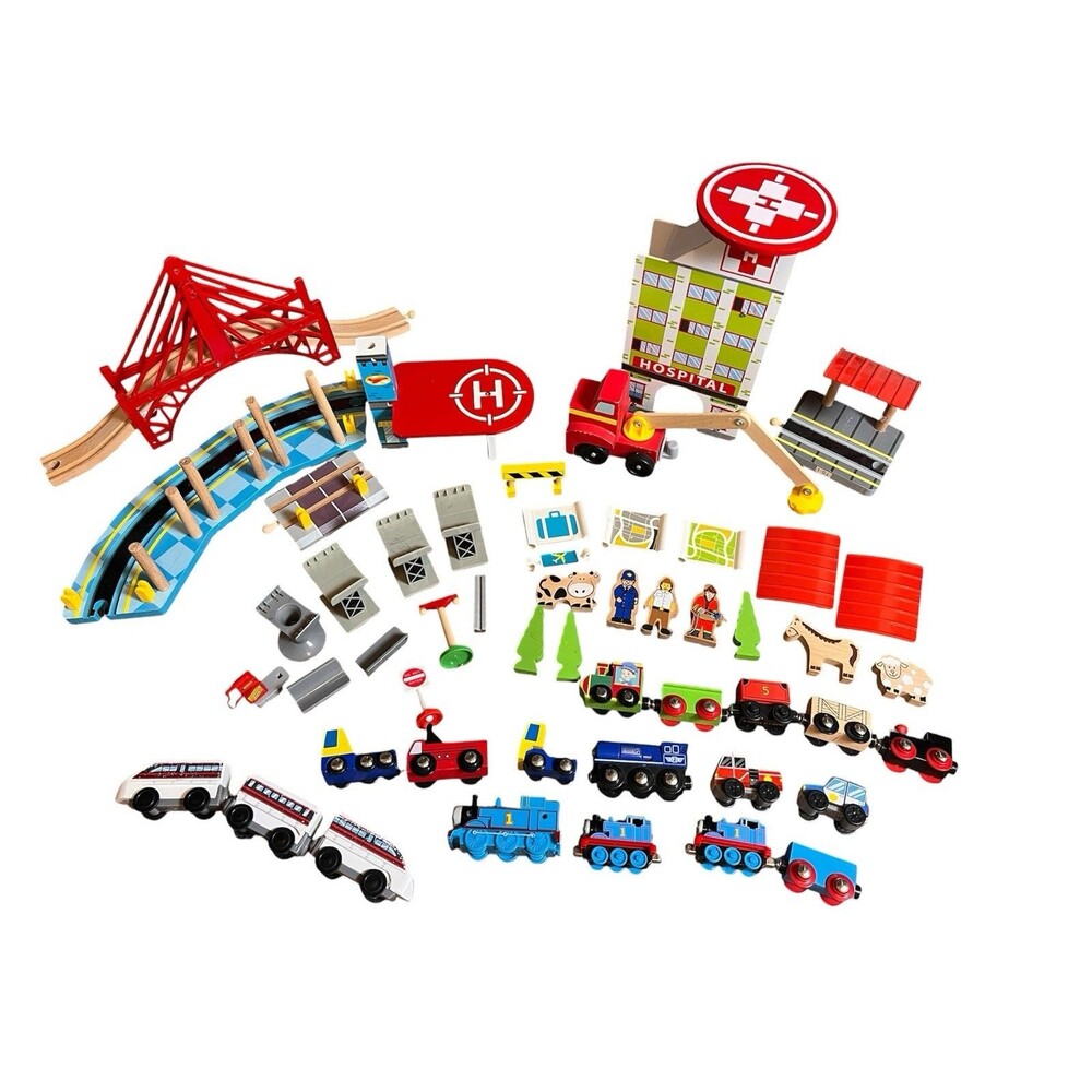 KidKraft Thomas Wooden Train Railway Lot 53 Pc Bridge Hospital Trains